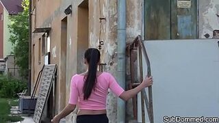 Young euro domina restrains submissive slave