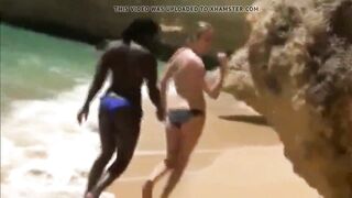 Fucking two sexy chisk on the beach. Interracial fuck