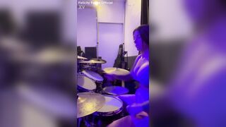 Felicity feline drumming boobies bouncing spectacular