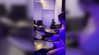 Felicity feline drumming boobies bouncing spectacular