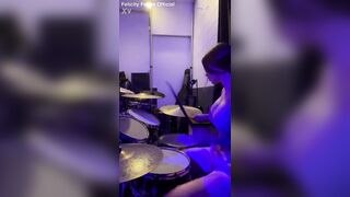 Felicity feline drumming boobies bouncing spectacular