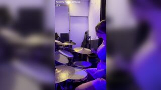 Felicity feline drumming boobies bouncing spectacular