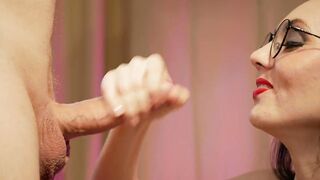 Naughty lady sucks her boy's and gets cumshot.