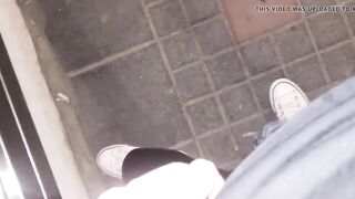 girl walked and tugged her clitoris