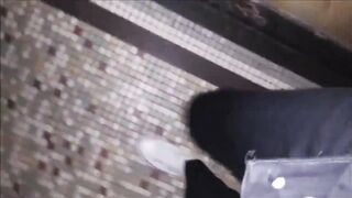 girl walked and tugged her clitoris
