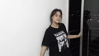 I fuck my stepsister on the balcony with a beautiful gazebo