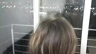 I fuck my stepsister on the balcony with a beautiful gazebo