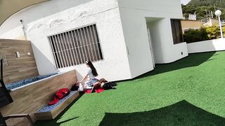 Young school boys have sex on the school terrace and are caught on a security