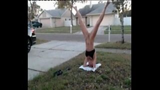 Lil C Naked Headstand