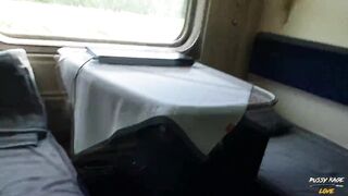 A teenager on the train couldn't resist and took it in her mouth!