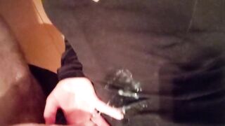 Making out in the bathroom, blowjob, cum on dress