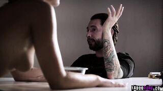 Adriana Chechik mouth fed by a big meat