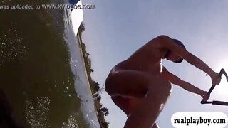 Hot badass women try out wake boarding