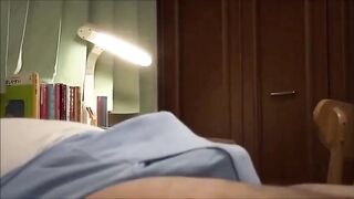 Japanese school girl blows old teacher