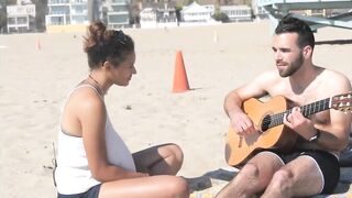 Sexy Black Girl kiss whites boys at beach !!