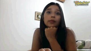 Cute latina teen with huge tits masturbating