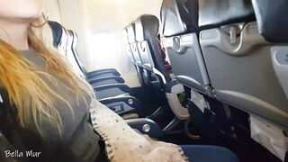 She couldn't wait anymore! Jerking and sucking cock in a public plane