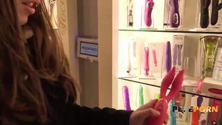 Amateur babe Carolina learns a few lessons in a sex-shop before her ROUGH POUNDING!