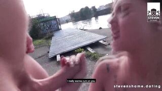 REAL COUPLE + FRIEND!! Public orgasm - StevenShame.dating