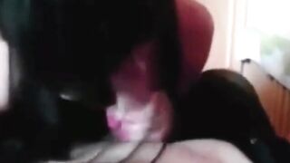 College girl almost pukes when he cums in her mouth