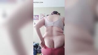 Exposed fat PAWG puts on huge panties
