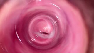 Camera deep inside Mia's creamy pussy