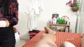 4 hands for waxing a big dick