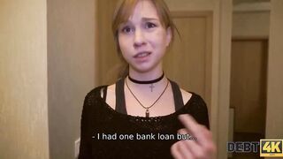 Debt4k. Hottie Alice Klay pays for smartphone and laptop with smooth vagina