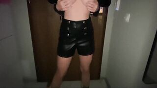 Tinder Date with Leather clothes came home and let me destroy her