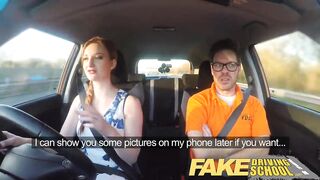 Fake Driving School busty redhead student fucked