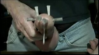 Needles in my cock and cumming