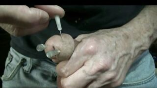 Needles in my cock and cumming