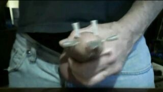 Needles in my cock and cumming