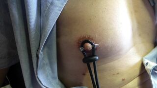 estim tit nipple and cock precum POV electrostim