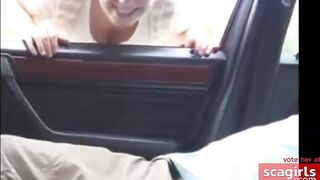 Big breasted girl has sex in the car.