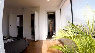Stepsister Looking for clothes after hot bath