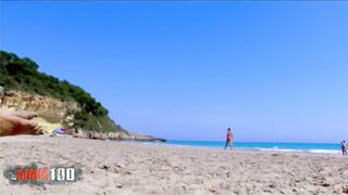 Wild threesome on a public beach with Lara Tinelli and Jordanne Kali