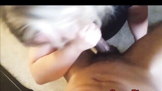 Teen and Mature Share Cumshot Kiss