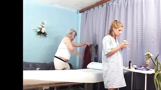 18yo masseuse Rachel Evans makes an old fart cum