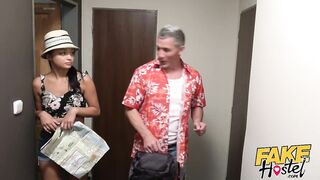 Fake Hostel - Cute young backpacker given squirting orgasm by Hostel owner