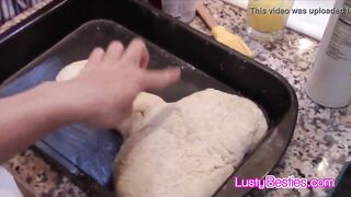 Naughty teen cooks sharing cock in kitchen