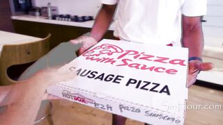Ebony Girlfriend Fucks Pizza Guy After Being Ignored By Boyfriend