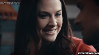 Horny neighbors Chanel Preston and Ryan Driller started a hot fucking action on a couch and ended up in both erupting satisfied orgasm.