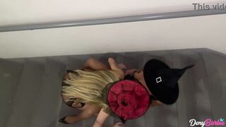 Neighbor caught a blonde and a hot brunette having fun on the stairs - See what happened! - www.denybarbie.com.br
