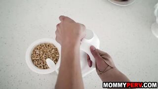 Step mommy uses big fake boobs to titty fuck stepson