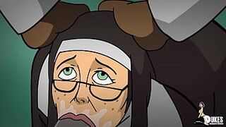 A rude nun and a mild mannered MILF get stretched by BBC