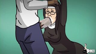 A rude nun and a mild mannered MILF get stretched by BBC