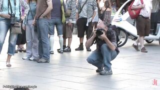 Spanish hottiewalked in crowded streets