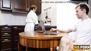 PORN. Boring dinner ends for blonde and her stepbro with awesome sex