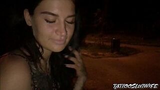 A stranger recognized me on the street and offered to do a blowjob. I agreed and swallowed his cum. TATTOOSLUTWIFE